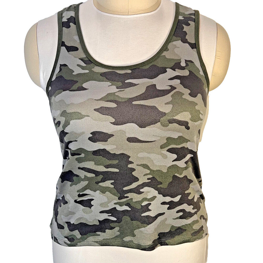 Lucky Brand Tank Top Womens XL Racerback Green Camouflage Soft Stretch NWOT